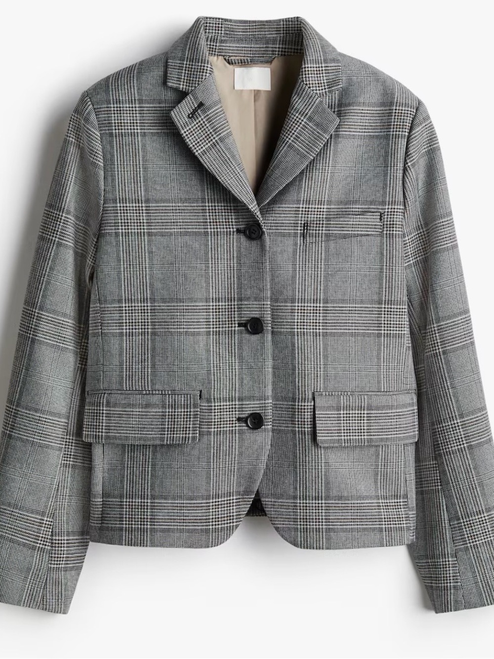 Women's Black and Gray Plaid Blazer